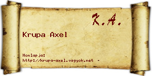 Krupa Axel névjegykártya
